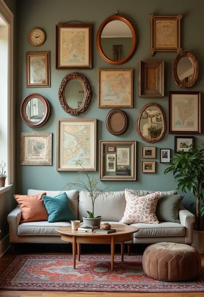 29 Decor Wall in Living Room Ideas That Add Personality and Depth - 7. Vintage Finds