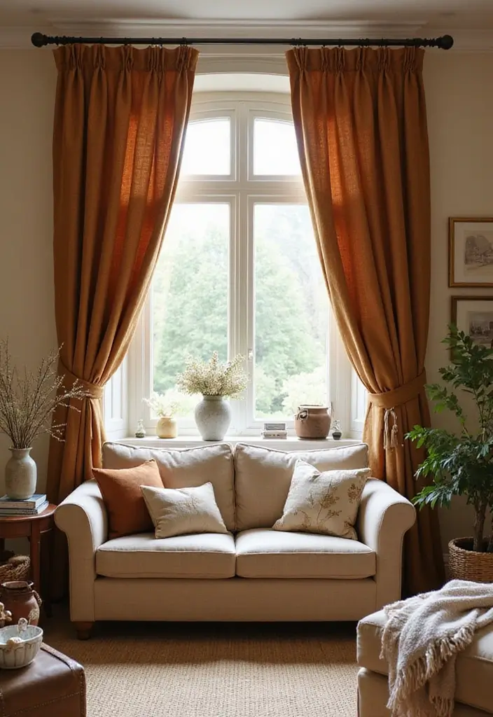 29 Farmhouse Living Room Curtain Ideas That Add Country Charm - 10. Twill Curtains