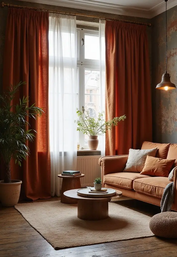 29 Farmhouse Living Room Curtain Ideas That Add Country Charm - 26. Soft Velvet Blends