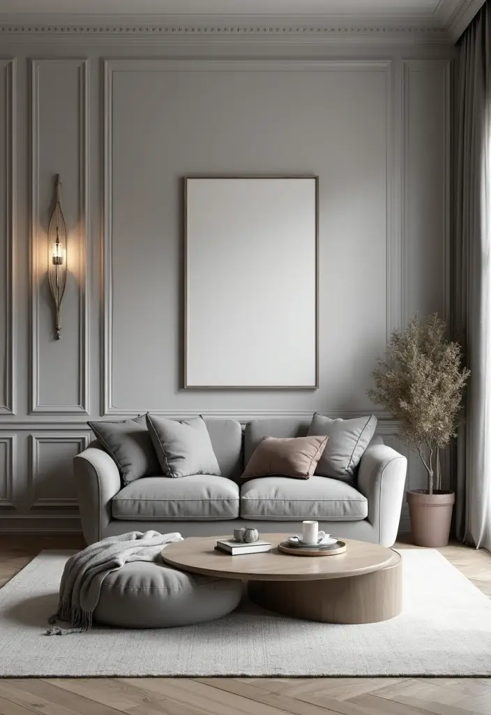 29 Grey Small Living Room Ideas That Feel Spacious and Light - 20. Soft Lines and Curves