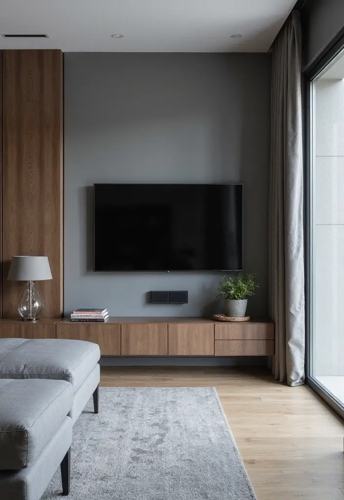 29 Grey Small Living Room Ideas That Feel Spacious and Light - 26. Integrated Technology