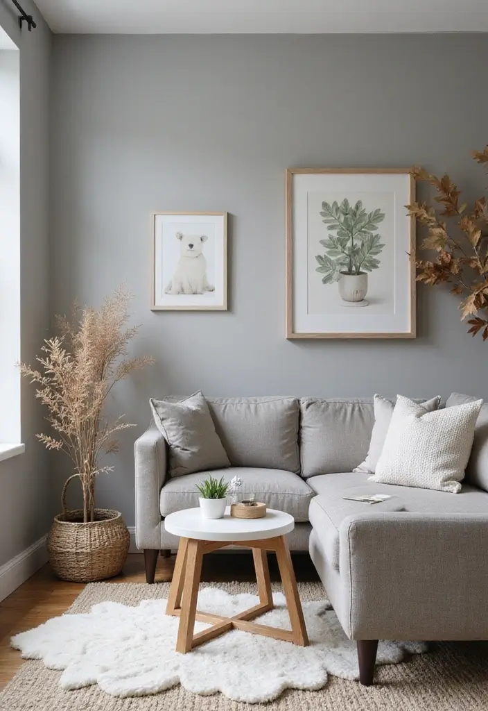 29 Grey Small Living Room Ideas That Feel Spacious and Light - 28. Seasonal Decor Switch-Up