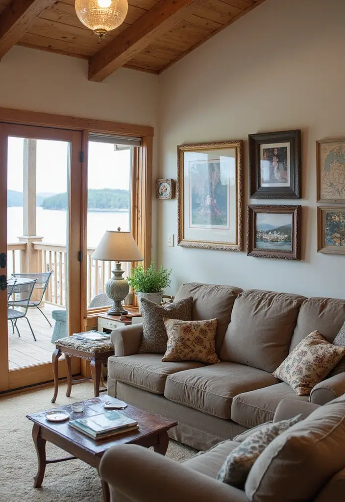 29 Lake House Living Room Ideas That Bring the Outdoors In - 16. Personalized Decor