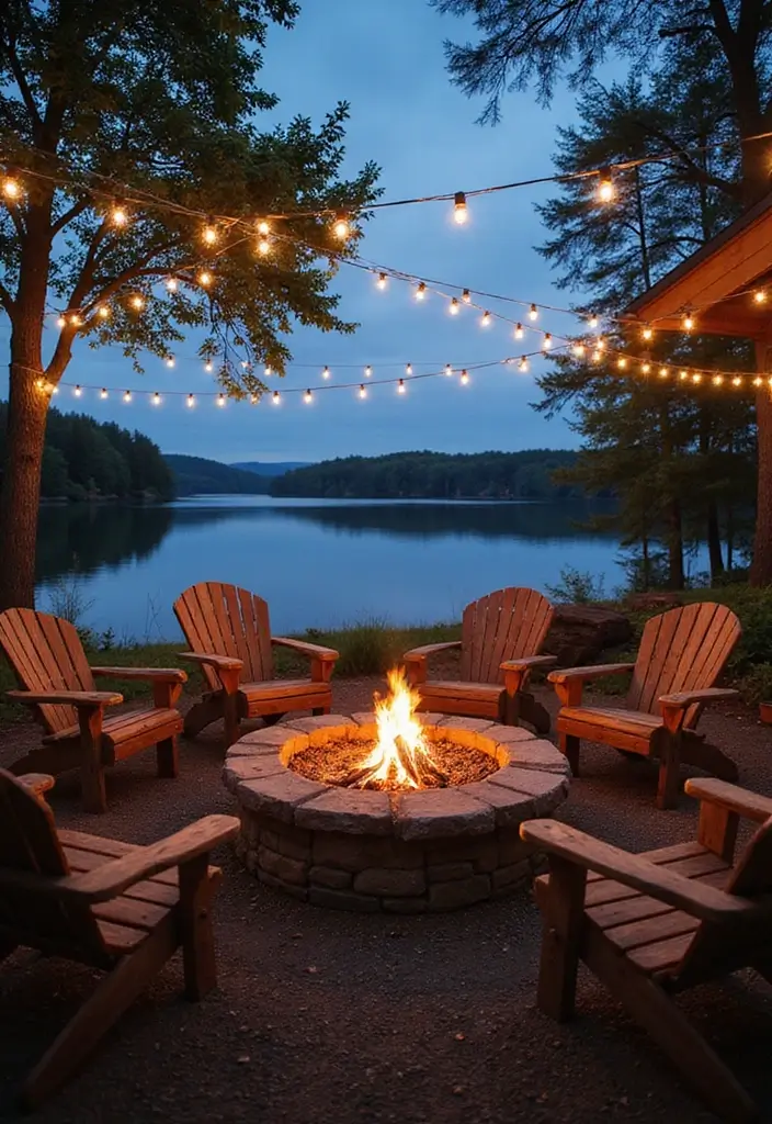 29 Lake House Living Room Ideas That Bring the Outdoors In - 19. Warm, Inviting Fire Pits