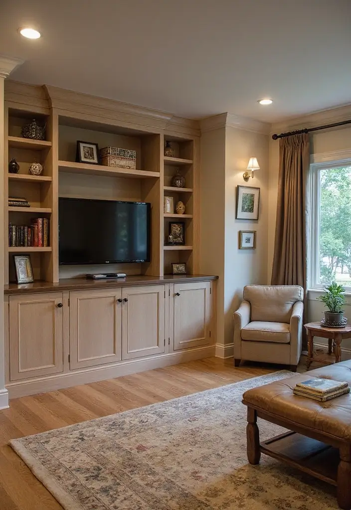 29 Lake House Living Room Ideas That Bring the Outdoors In - 20. Custom Built-Ins