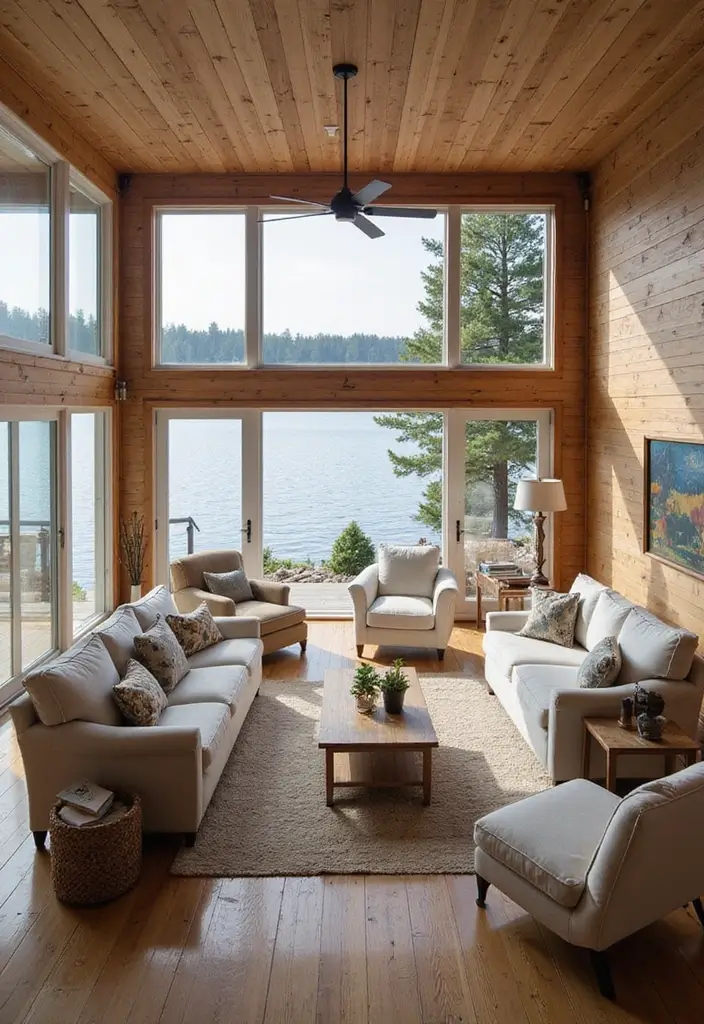 29 Lake House Living Room Ideas That Bring the Outdoors In - 26. Thoughtful Furniture Arrangement