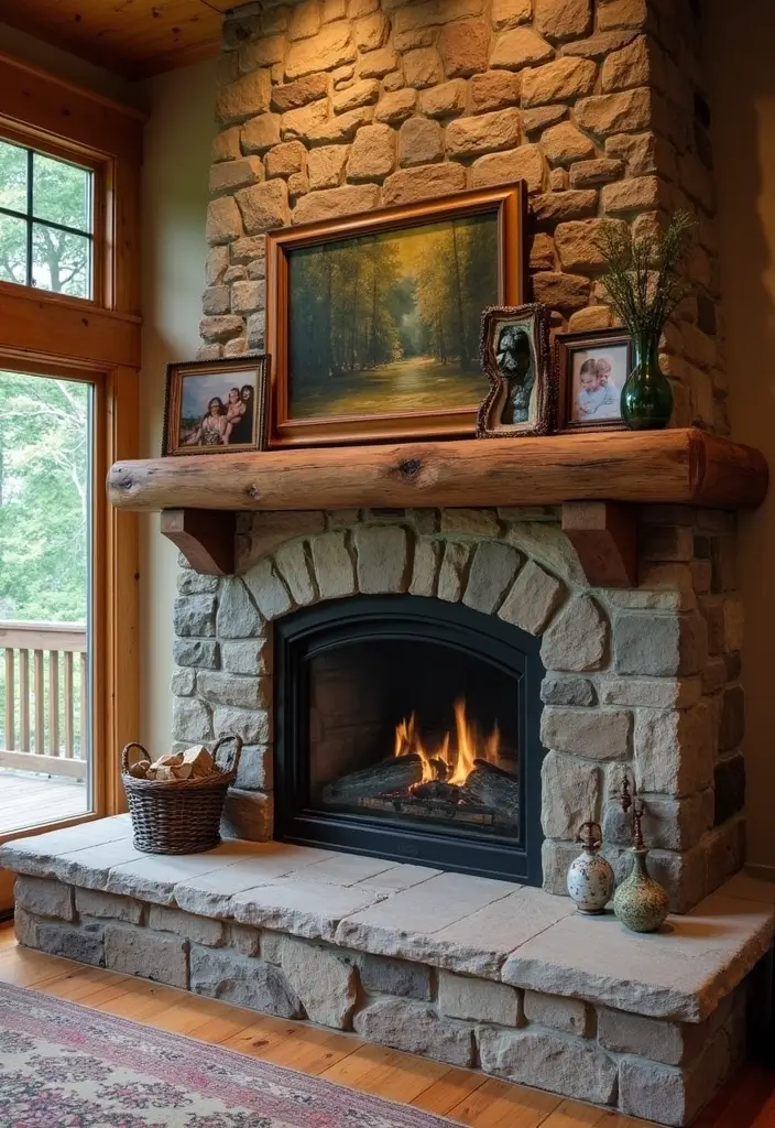 29 Lake House Living Room Ideas That Bring the Outdoors In - 4. Stone Fireplaces