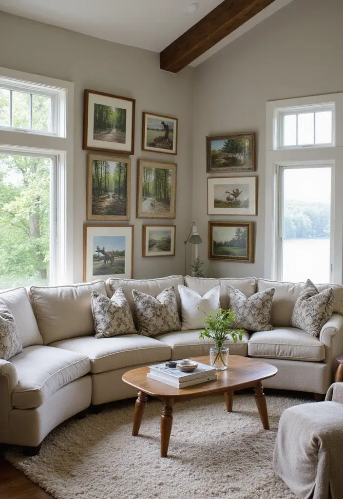 29 Lake House Living Room Ideas That Bring the Outdoors In - 5. Nature-Inspired Artwork