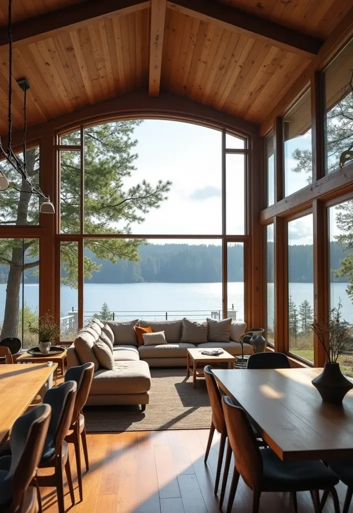 29 Lake House Living Room Ideas That Bring the Outdoors In - 6. Open Concept Living