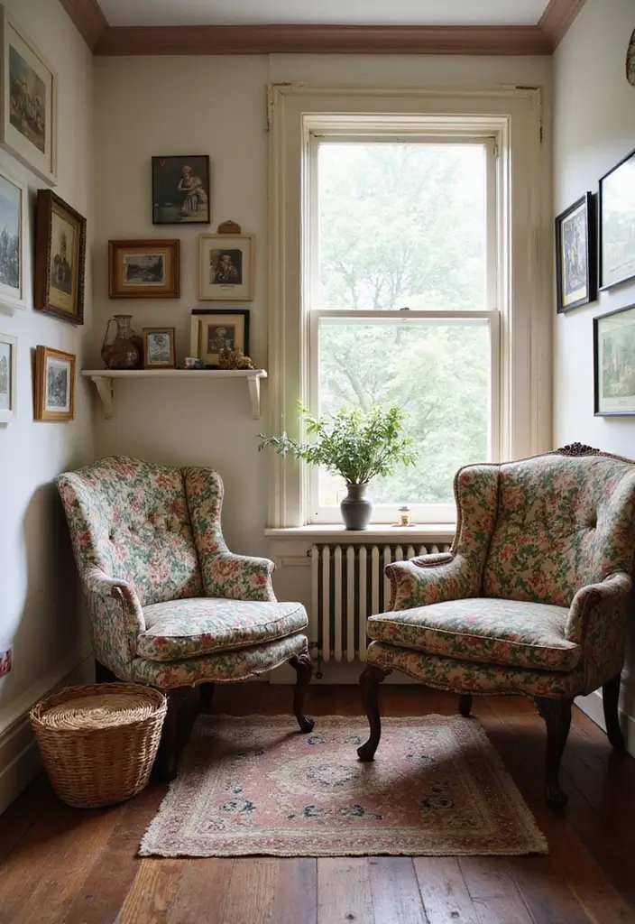 29 Living Room Chairs Ideas Small Spaces That Save Space Beautifully - 14. Vintage Finds for Character