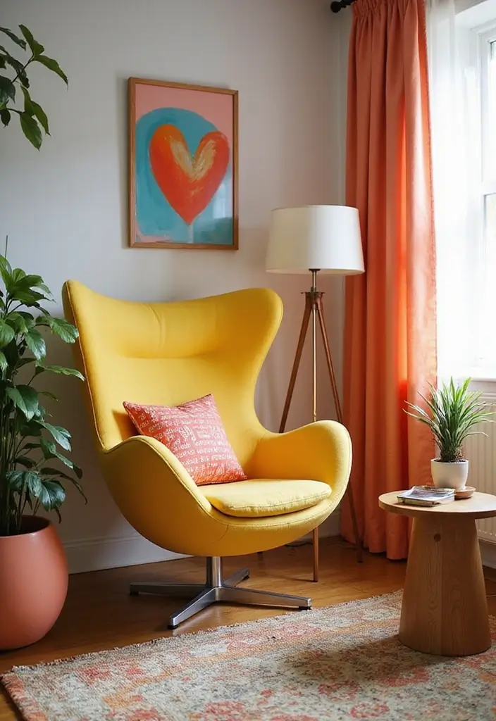 29 Living Room Chairs Ideas Small Spaces That Save Space Beautifully - 17. Retro Egg Chairs