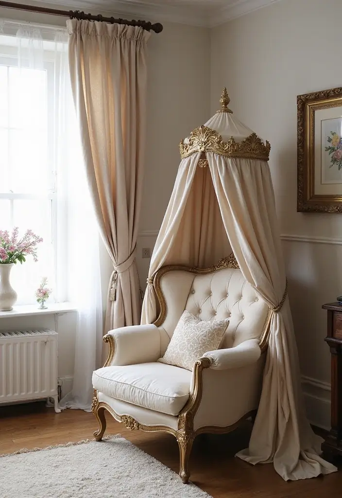 29 Living Room Chairs Ideas Small Spaces That Save Space Beautifully - 19. Chic Canopy Chairs