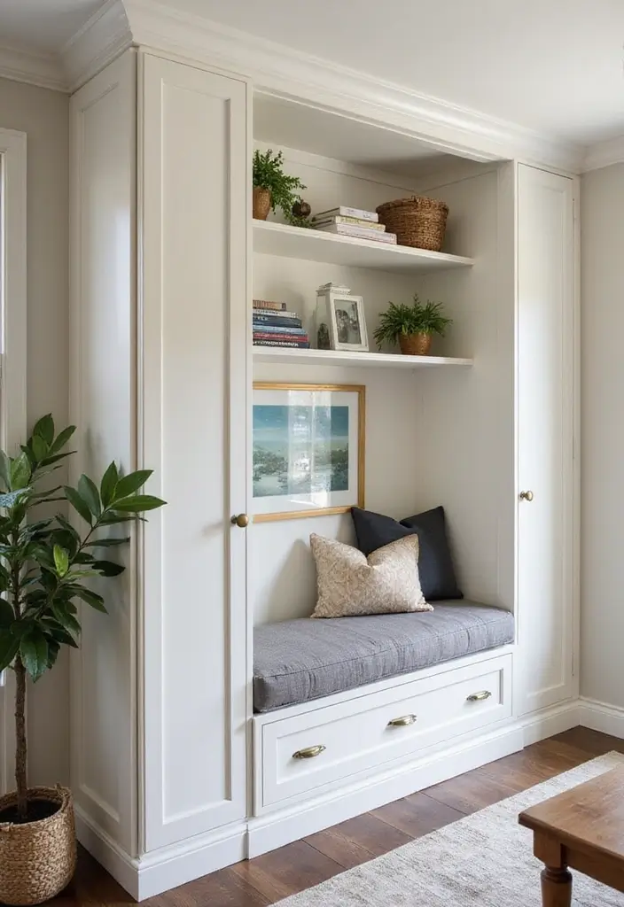 29 Living Room Chairs Ideas Small Spaces That Save Space Beautifully - 22. Custom Built-In Seating