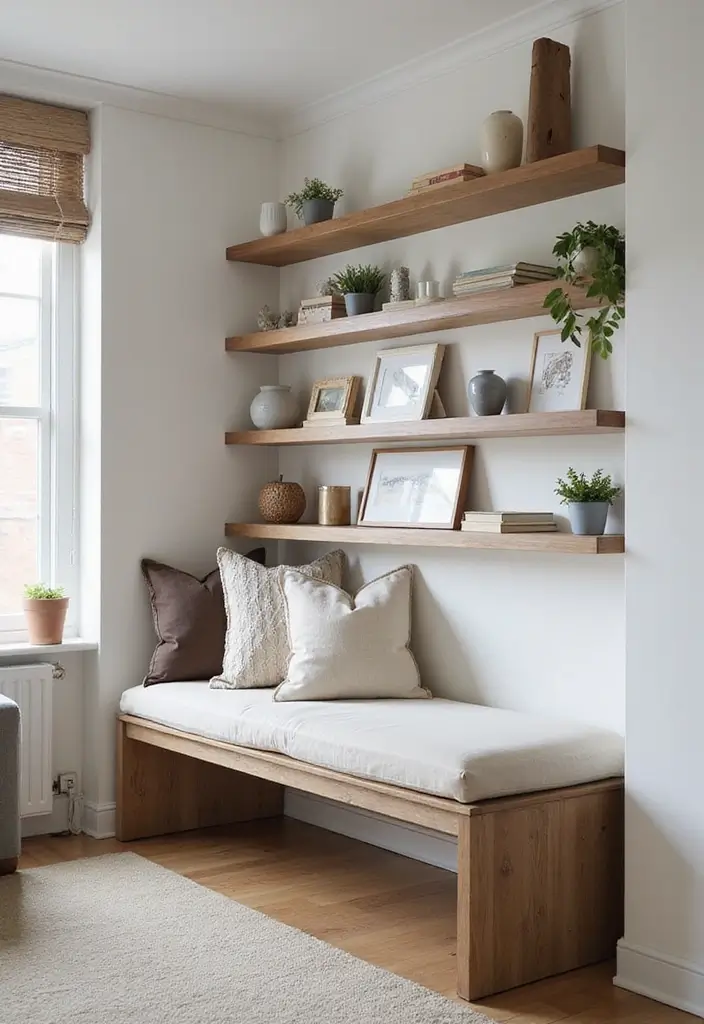 29 Living Room Chairs Ideas Small Spaces That Save Space Beautifully - 27. Sleek Bench Seating