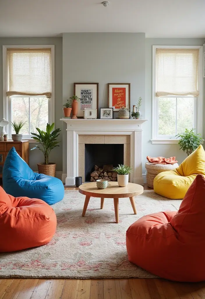29 Living Room Chairs Ideas Small Spaces That Save Space Beautifully - 8. Bean Bag Chairs for a Casual Vibe