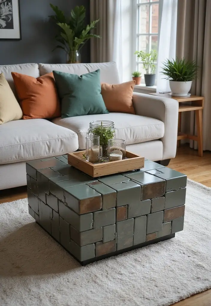 29 Living Room Ideas: Minecraft-Inspired Builds and Layouts - 2. Blocky Coffee Tables