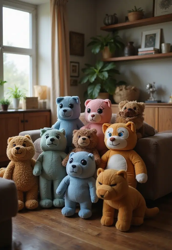 29 Living Room Ideas: Minecraft-Inspired Builds and Layouts - 24. Minecraft Character Plushies