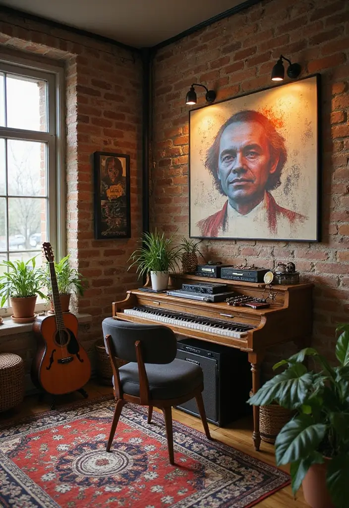 29 Living Room Ideas: Minecraft-Inspired Builds and Layouts - 27. Game-inspired Music Corner