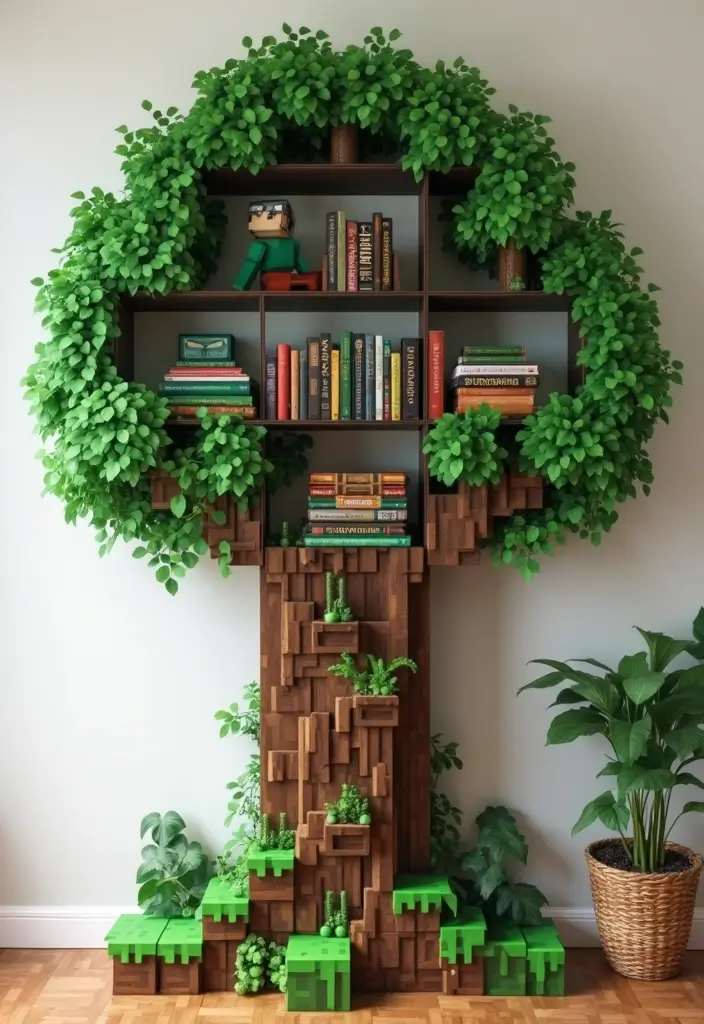 29 Living Room Ideas: Minecraft-Inspired Builds and Layouts - 8. Creative Bookcases