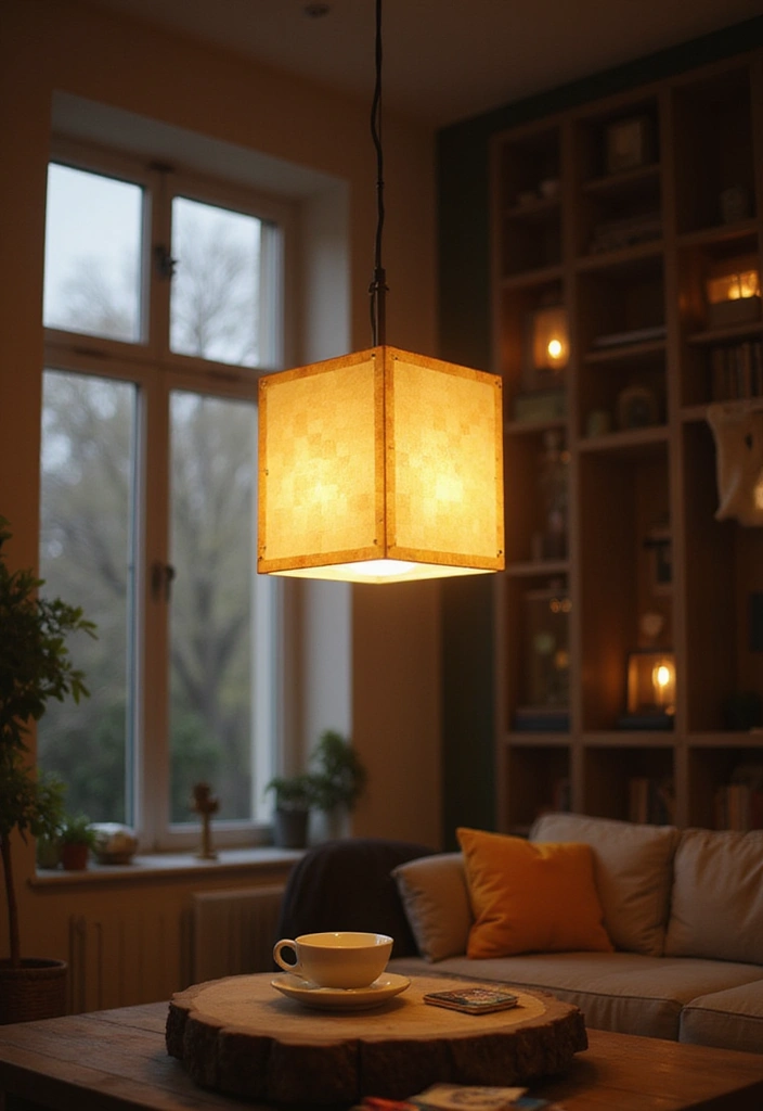 29 Living Room Ideas: Minecraft-Inspired Builds and Layouts - 9. Pixelated Lighting Fixtures