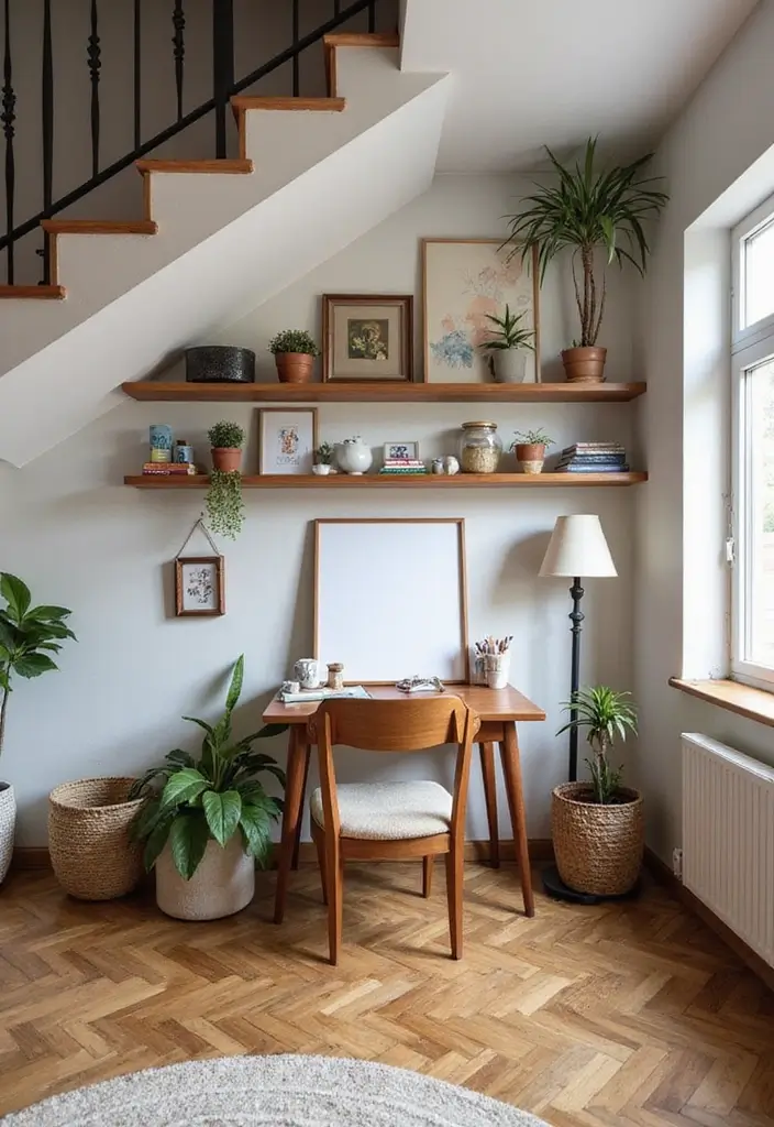 29 Living Room Under Stairs Ideas That Use Space Smartly - 10. Art Studio Space