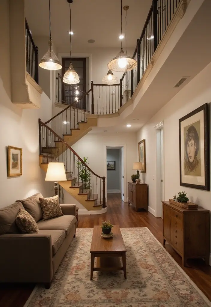 29 Living Room Under Stairs Ideas That Use Space Smartly - 12. Decorative Lighting