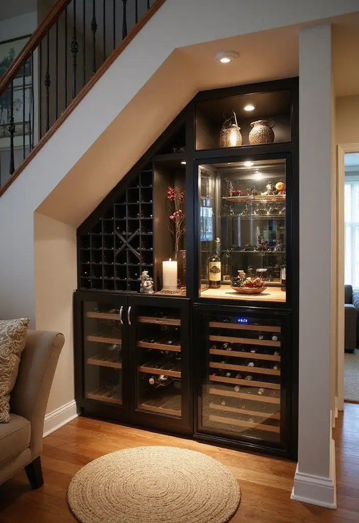 29 Living Room Under Stairs Ideas That Use Space Smartly - 27. Personal Wine Cellar