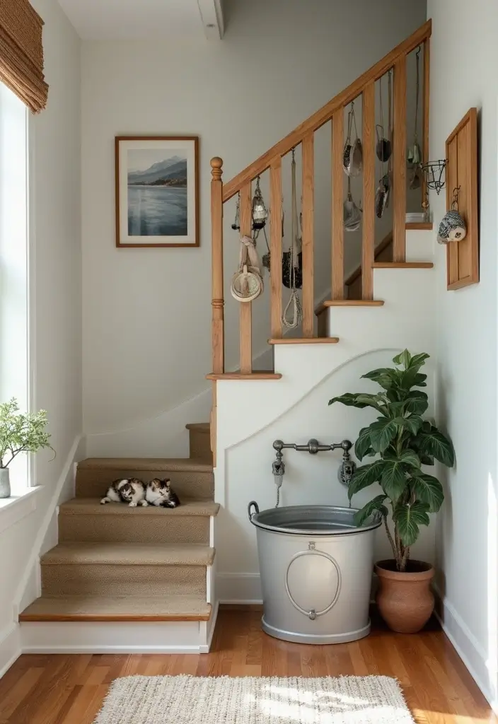 29 Living Room Under Stairs Ideas That Use Space Smartly - 28. Stylish Pet Shower
