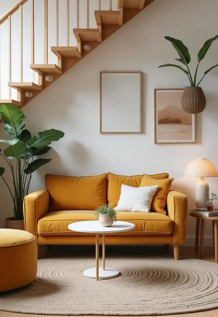 29 Living Room Under Stairs Ideas That Use Space Smartly - 7. Compact Lounge Area