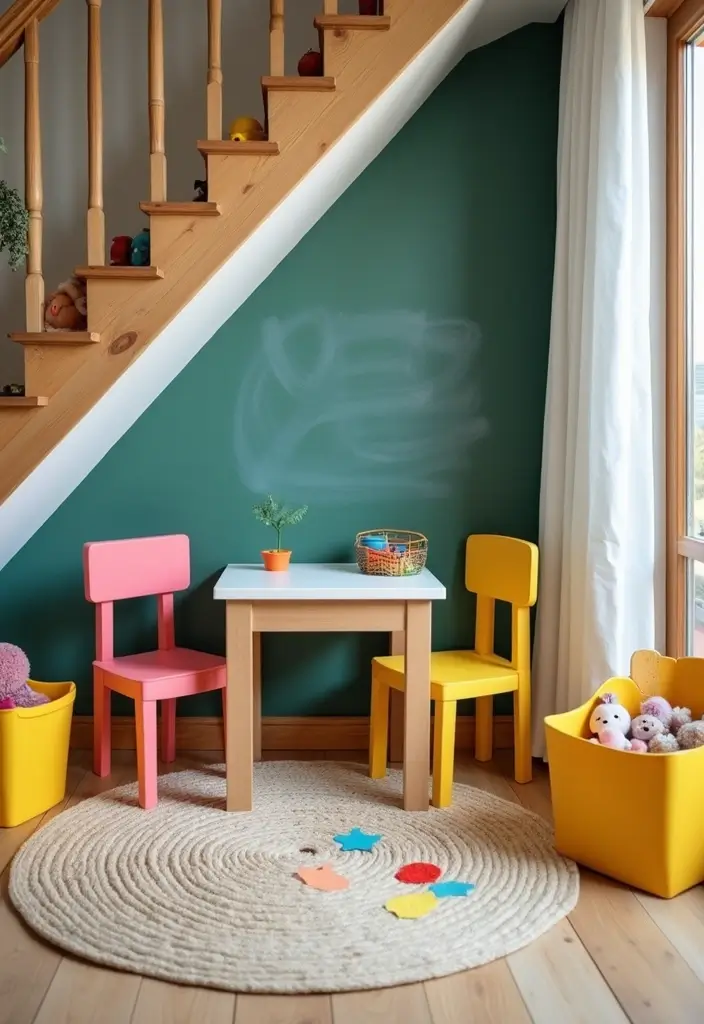 29 Living Room Under Stairs Ideas That Use Space Smartly - 9. Kids’ Play Zone