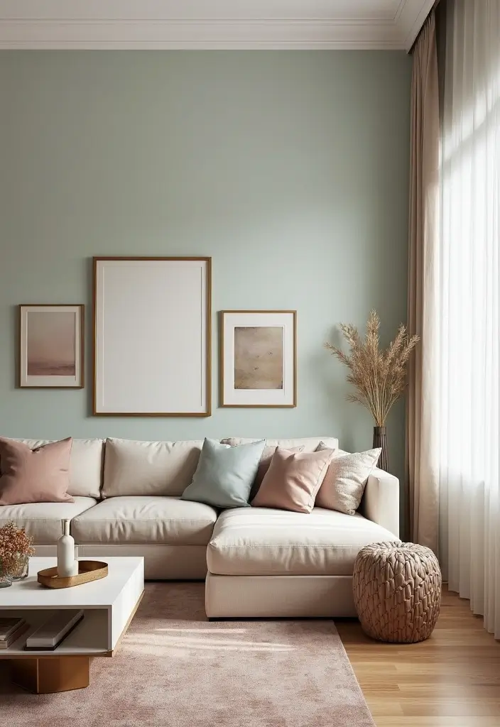 29 Pastel Color Living Room Ideas That Feel Soft and Dreamy - 13. Pastel Accent Walls