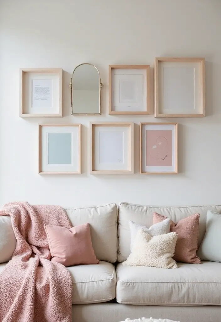 29 Pastel Color Living Room Ideas That Feel Soft and Dreamy - 18. Pastel Wall Art