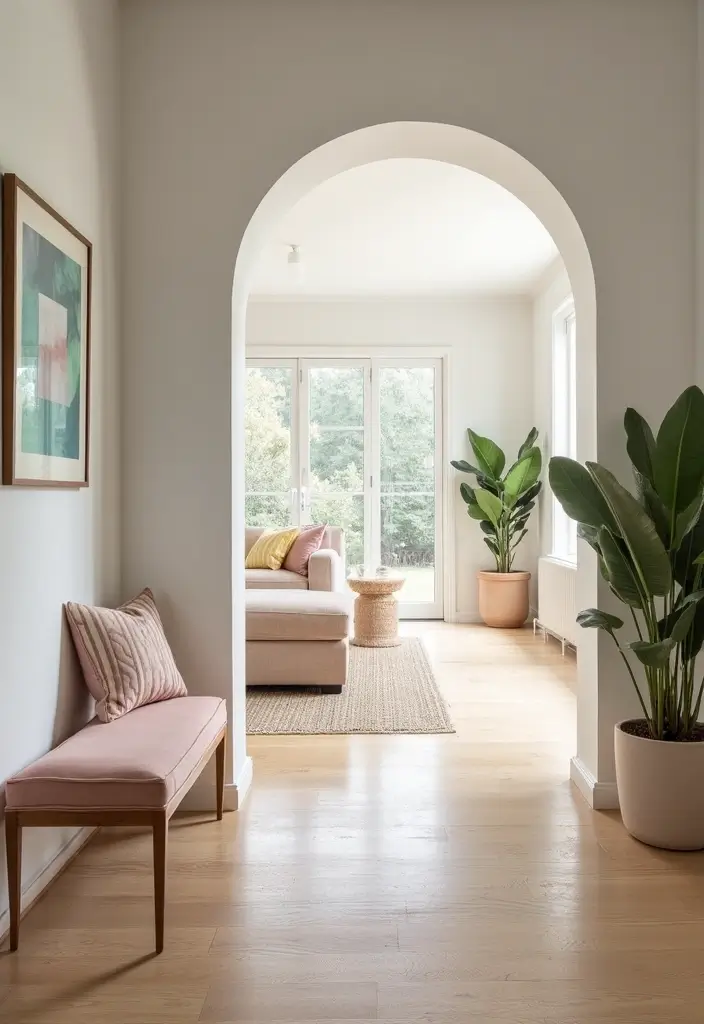 29 Pastel Color Living Room Ideas That Feel Soft and Dreamy - 25. Pastel Entryway Integration