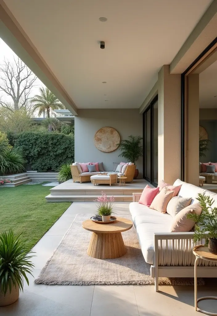 29 Pastel Color Living Room Ideas That Feel Soft and Dreamy - 28. Pastel Outdoor Living Spaces