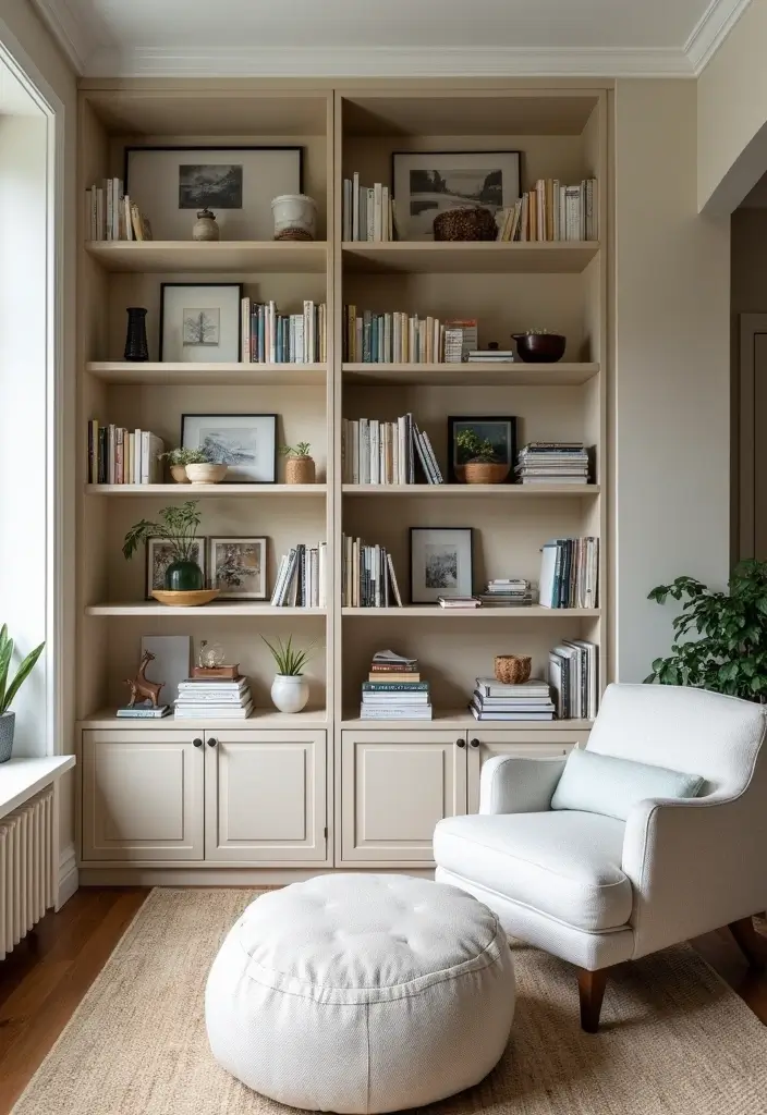 29 Small Living Room With Kitchen Ideas That Maximize Every Inch - 18. Open Shelving to Display Decor