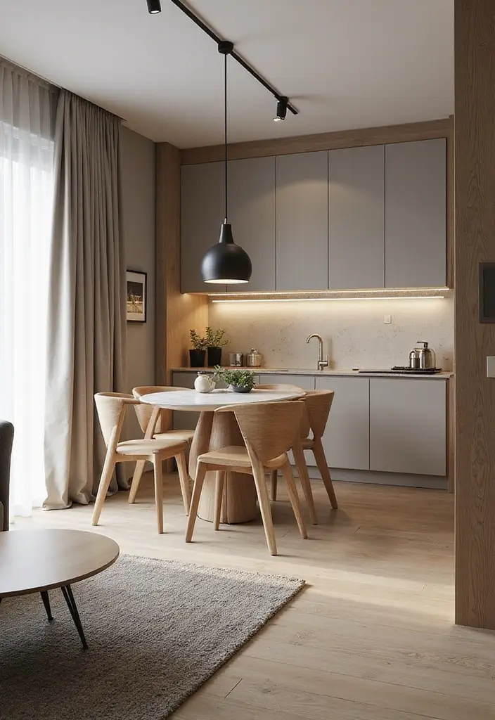 29 Small Living Room With Kitchen Ideas That Maximize Every Inch - 22. Combine Dining and Living Areas with Style