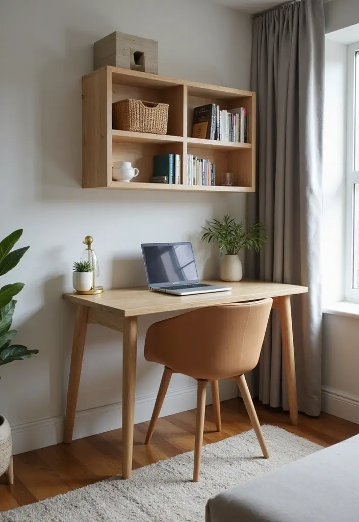 29 Small Living Room With Kitchen Ideas That Maximize Every Inch - 3. Wall-Mounted Desks for Workspace Integration