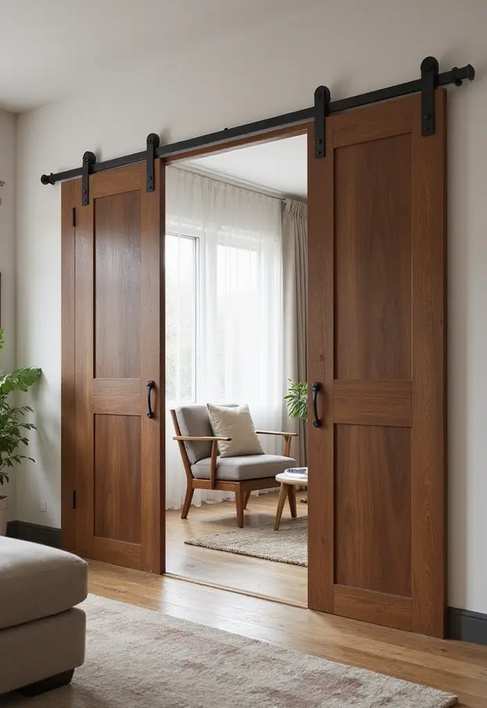 29 Small Living Room With Kitchen Ideas That Maximize Every Inch - 8. Sliding Doors for Space Optimization