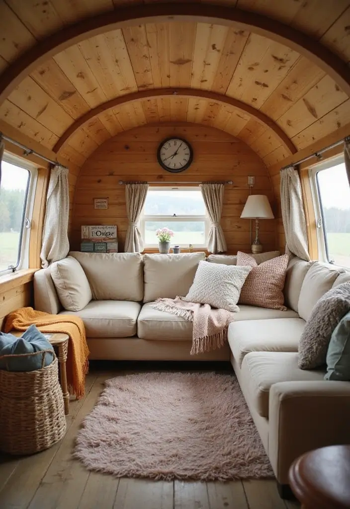 29 Trailer Living Room Ideas That Feel Cozy and Clever - 22. Comfortable Textiles