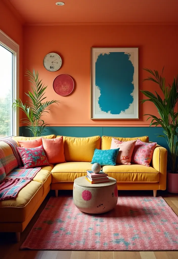 29 Trailer Living Room Ideas That Feel Cozy and Clever - 3. Bold Color Accents