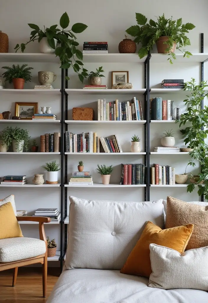 29 Upstairs Living Room Ideas That Make the Most of Your Space - 1. Open Shelving for Display and Storage