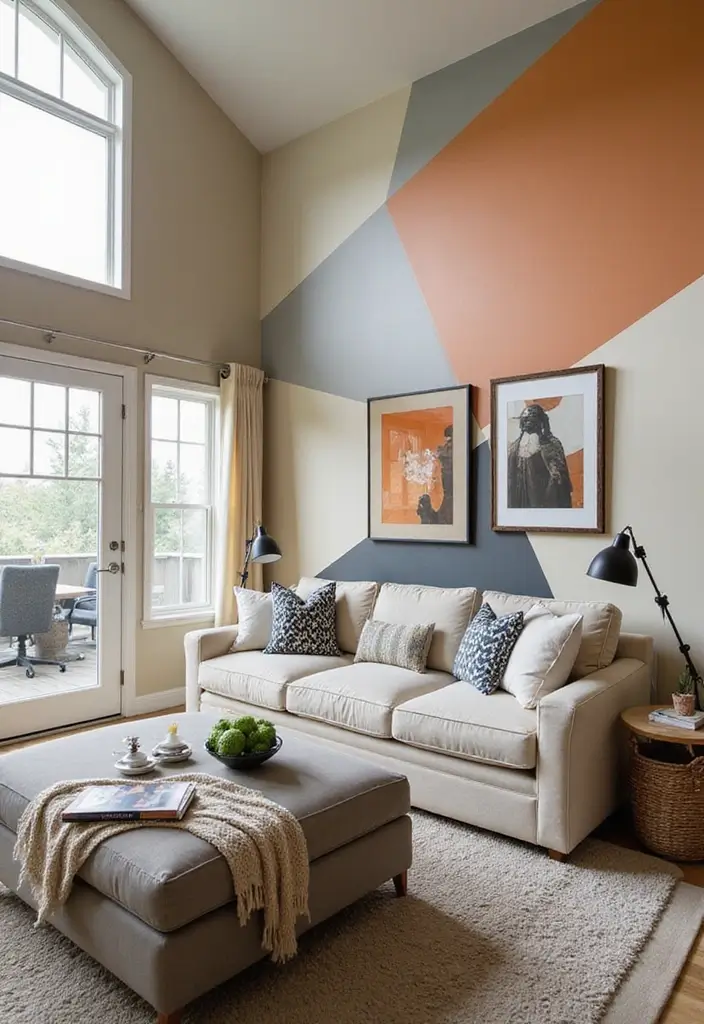 29 Upstairs Living Room Ideas That Make the Most of Your Space - 18. Creative Wall Paint Techniques