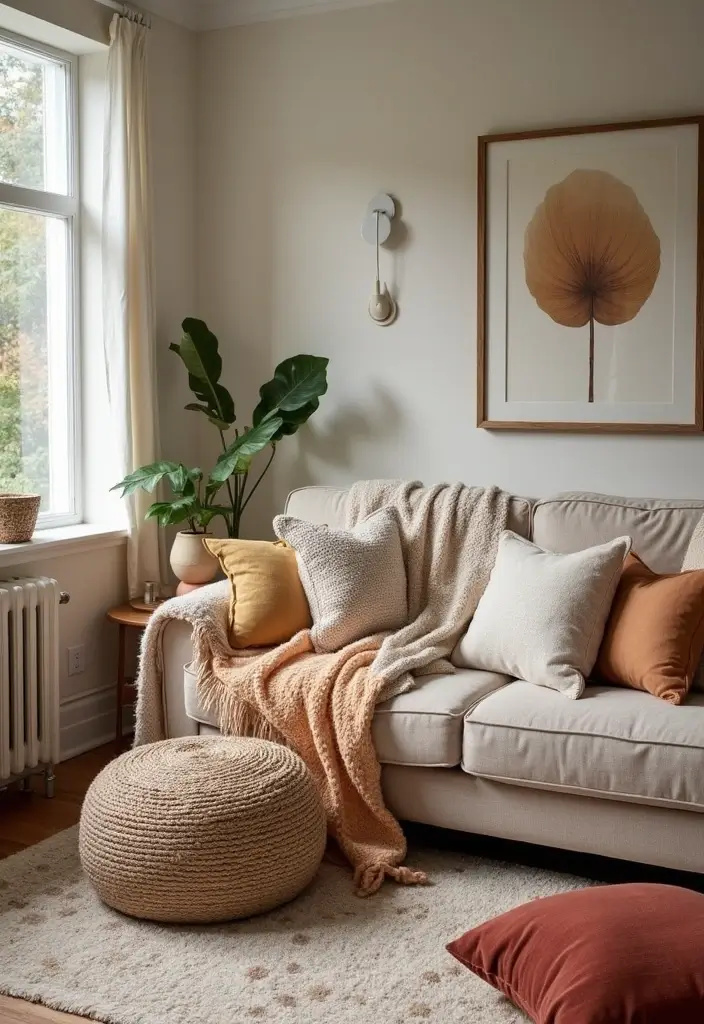 29 Upstairs Living Room Ideas That Make the Most of Your Space - 19. Creative Use of Pillows and Throws