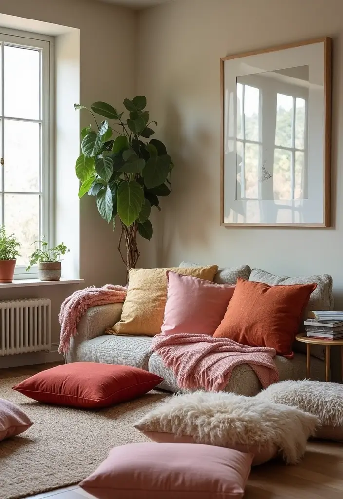 29 Upstairs Living Room Ideas That Make the Most of Your Space - 2. Cozy Nooks with Floor Cushions