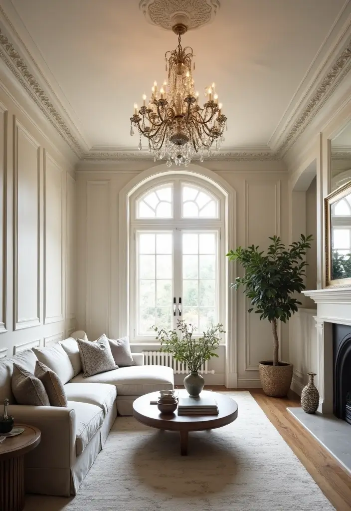 29 Upstairs Living Room Ideas That Make the Most of Your Space - 22. Ceiling Decor to Draw the Eye Upward