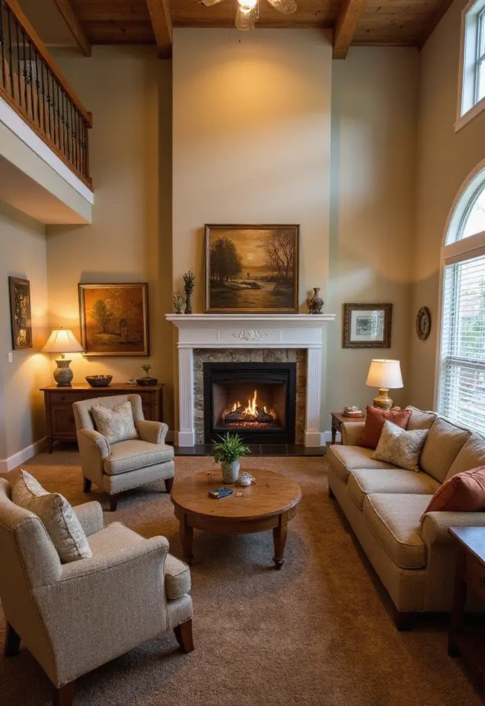 29 Upstairs Living Room Ideas That Make the Most of Your Space - 24. Cozy Fireplace for Warmth and Ambiance