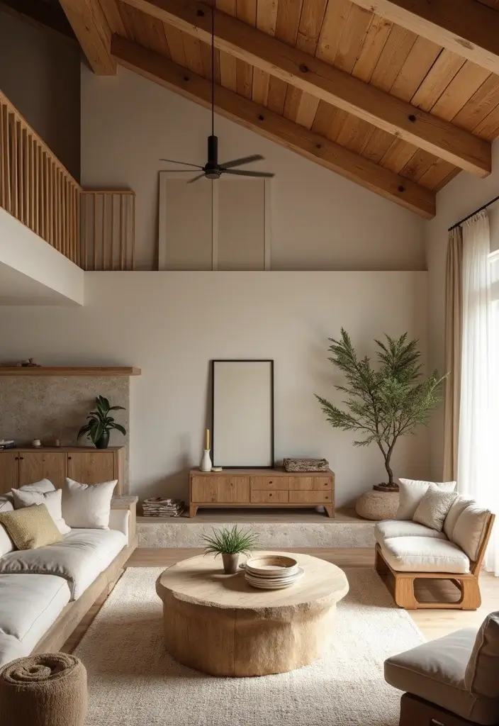 29 Upstairs Living Room Ideas That Make the Most of Your Space - 25. Natural Materials for a Warm Touch