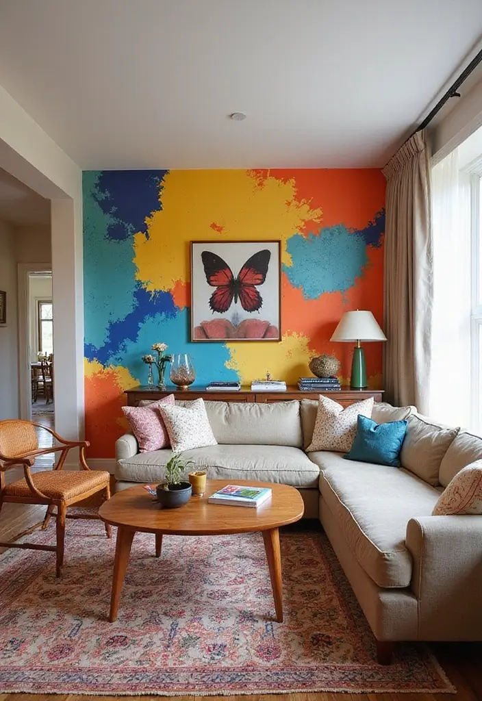 29 Upstairs Living Room Ideas That Make the Most of Your Space - 26. Colorful Accent Walls for Personality