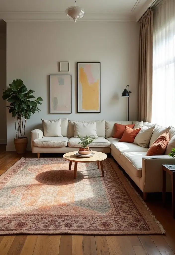 29 Upstairs Living Room Ideas That Make the Most of Your Space - 7. Using Area Rugs to Define Spaces