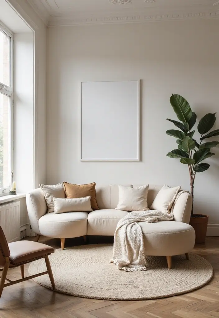 29 Wabi Sabi Living Room Ideas That Embrace Imperfection - 19. Soft Furniture Lines